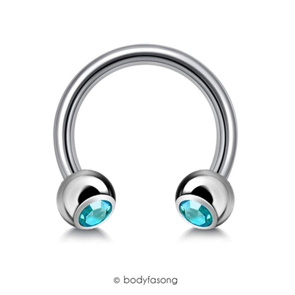 14G 水藍鑽珠5mm 馬蹄槓鈴