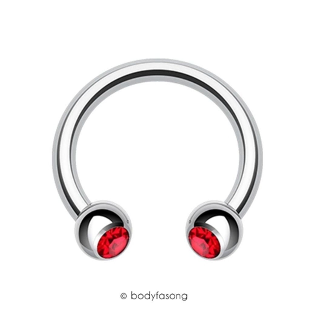 14G 紅色鑽珠5mm 馬蹄槓鈴