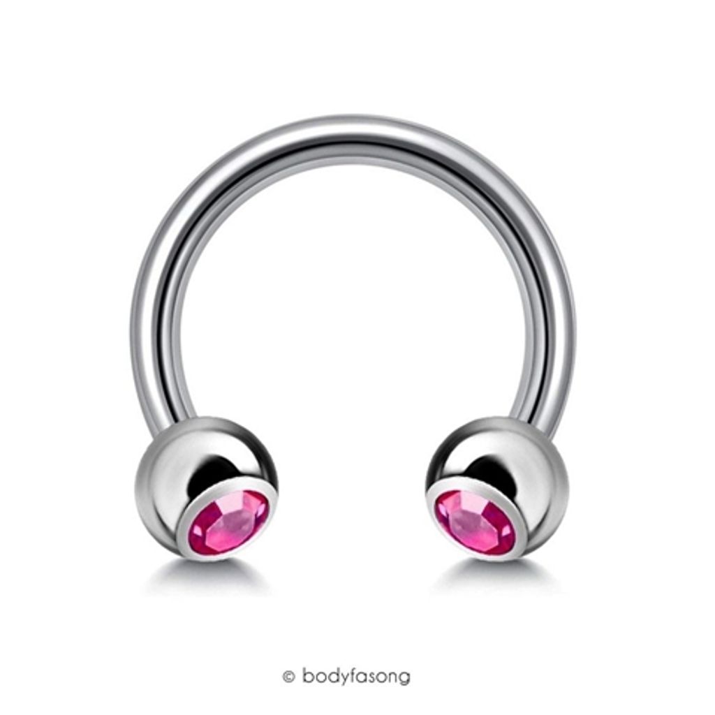 14G 粉紅鑽珠5mm 馬蹄槓鈴