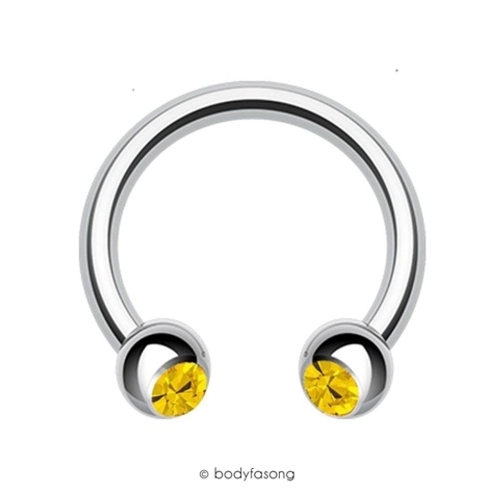 14G 黃色鑽珠5mm 馬蹄槓鈴