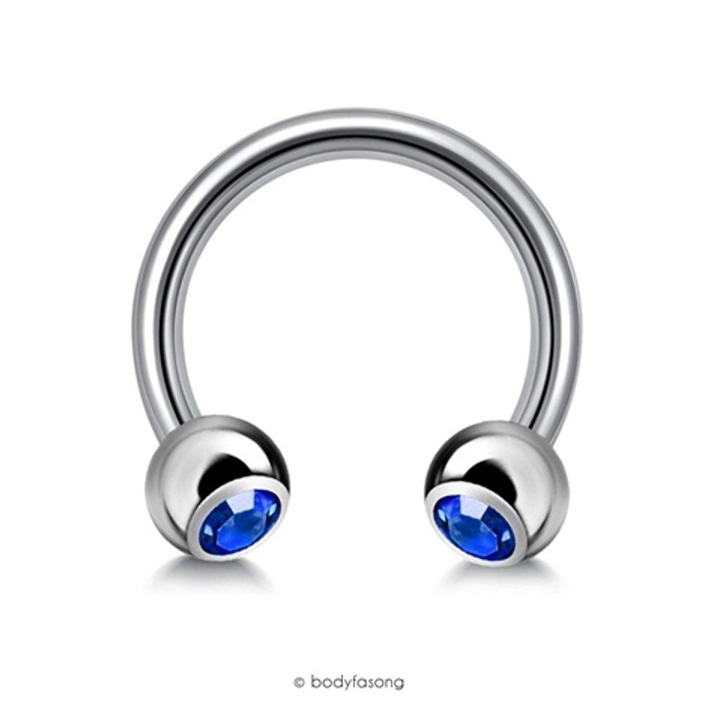 14G 藍色鑽珠5mm 馬蹄槓鈴