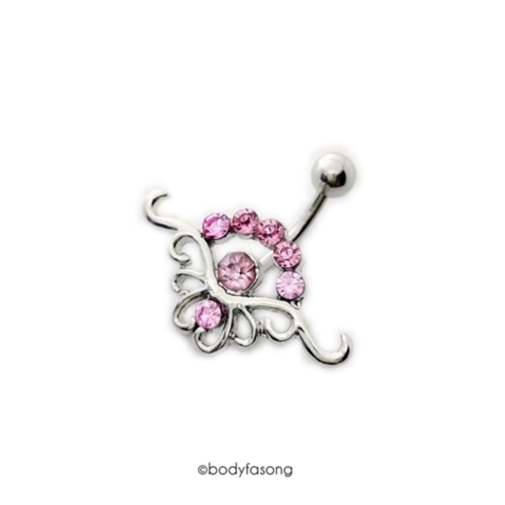 粉紅麗冠可反戴肚臍環