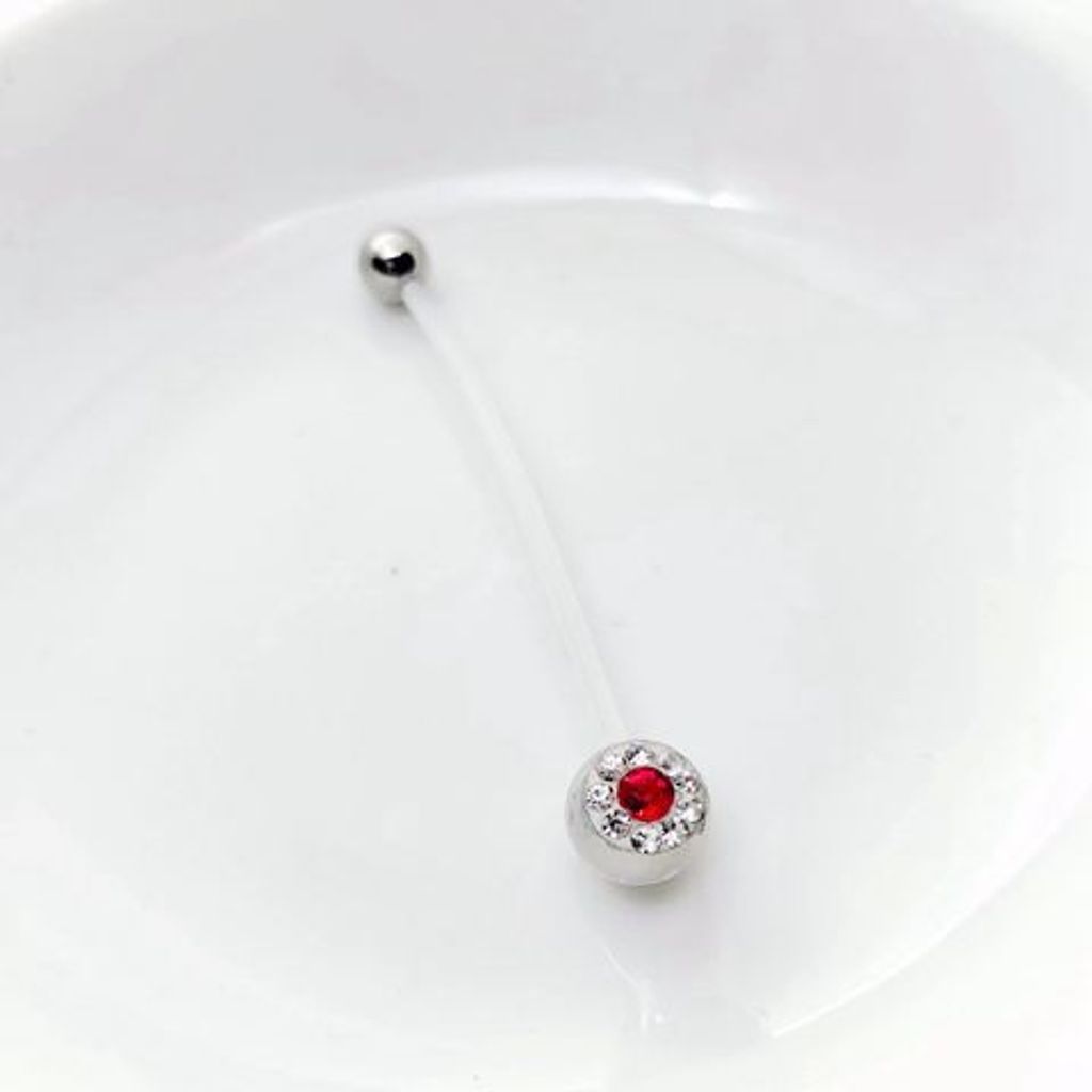 多重鑽面懷孕肚臍環-紅