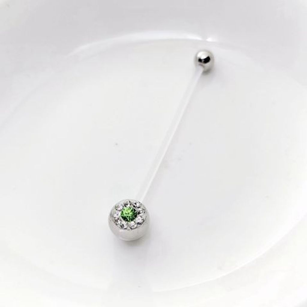 多重鑽面懷孕肚臍環-淺綠