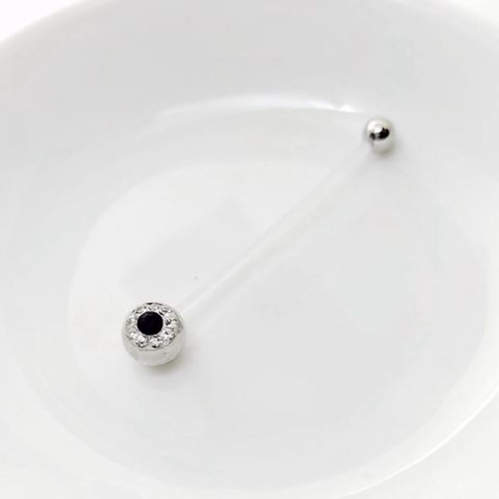 多重鑽面懷孕肚臍環-黑色