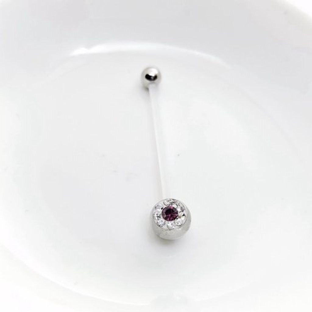 多重鑽面懷孕肚臍環-紫