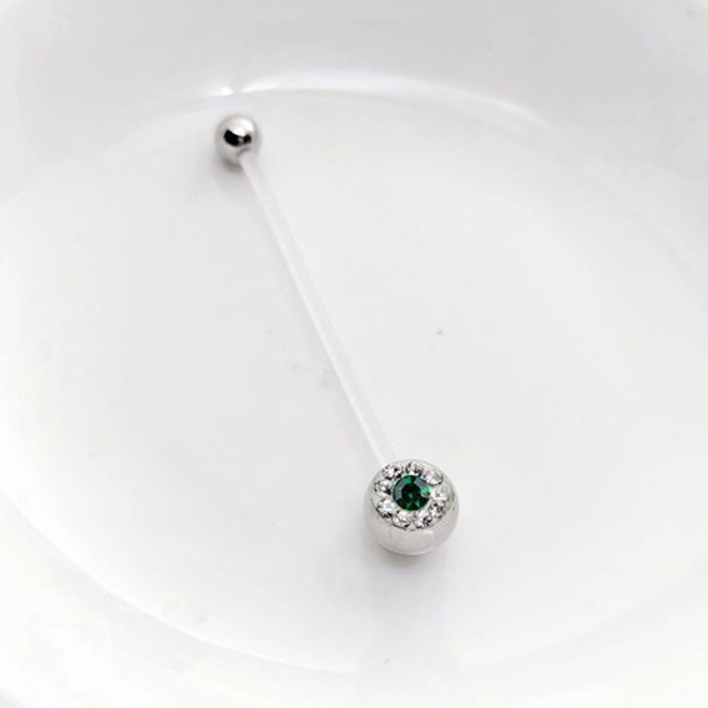 多重鑽面懷孕肚臍環-鳧綠色