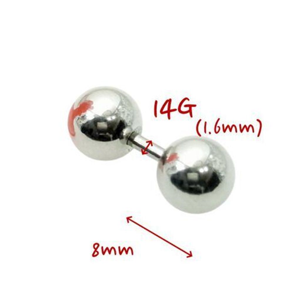 14G超短直槓鈴_球徑8mm