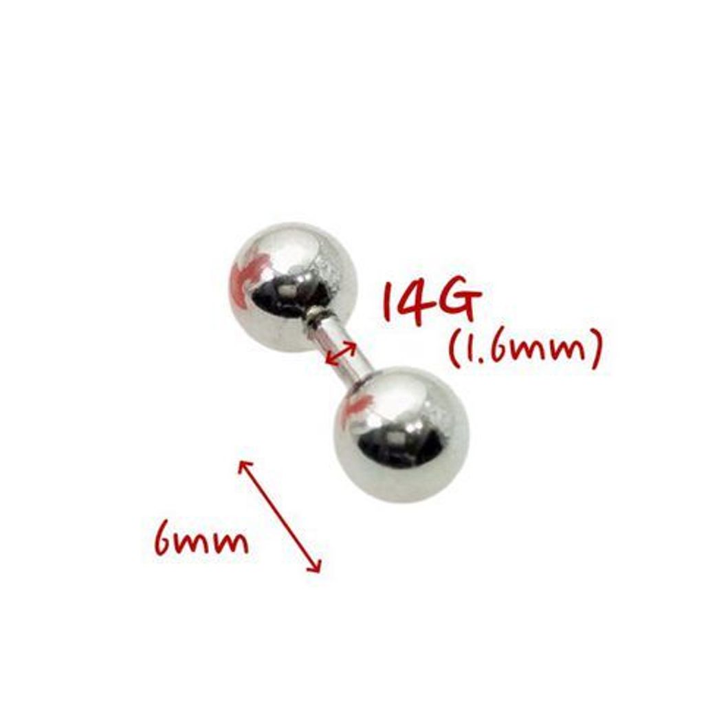 14G超短直槓鈴_球徑6mm