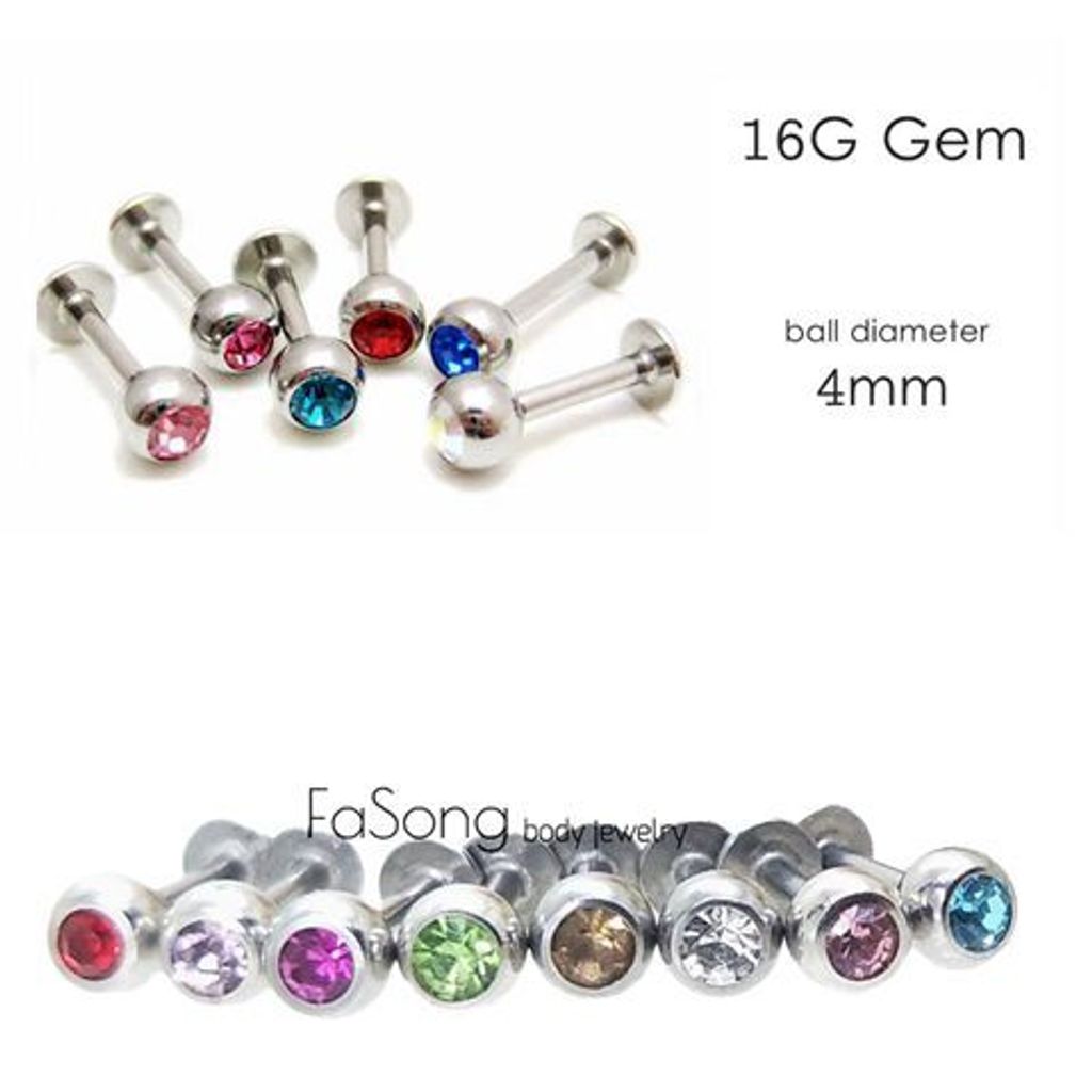 16G鑽面4mm 耳針 鼻釘 唇環