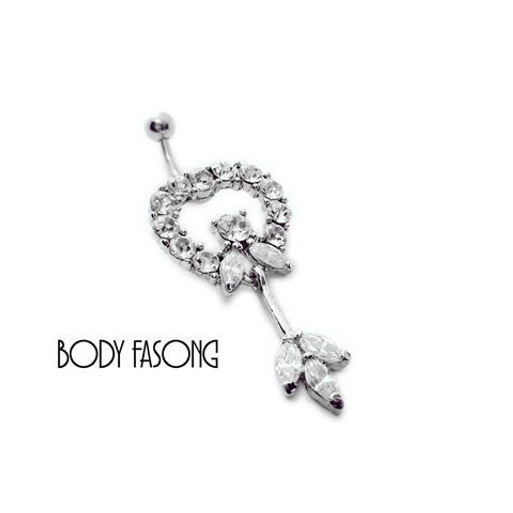 鏤空心形垂墜 肚臍環