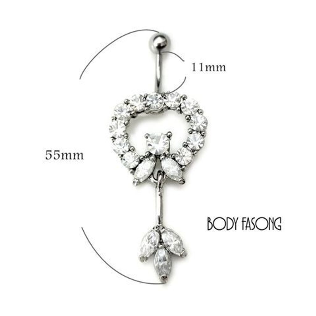 鏤空心形垂墜 肚臍環 尺寸