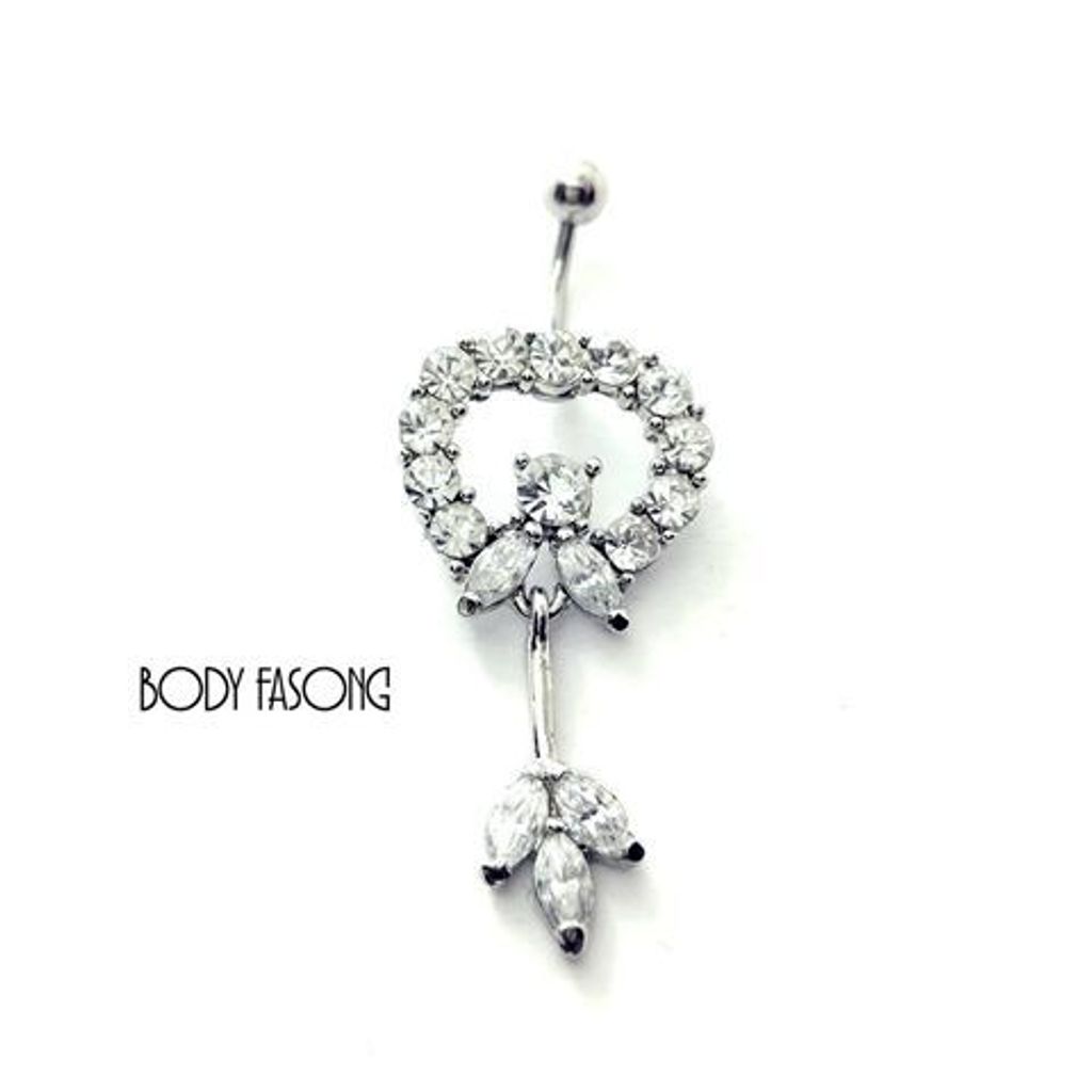 鏤空心形垂墜 肚臍環