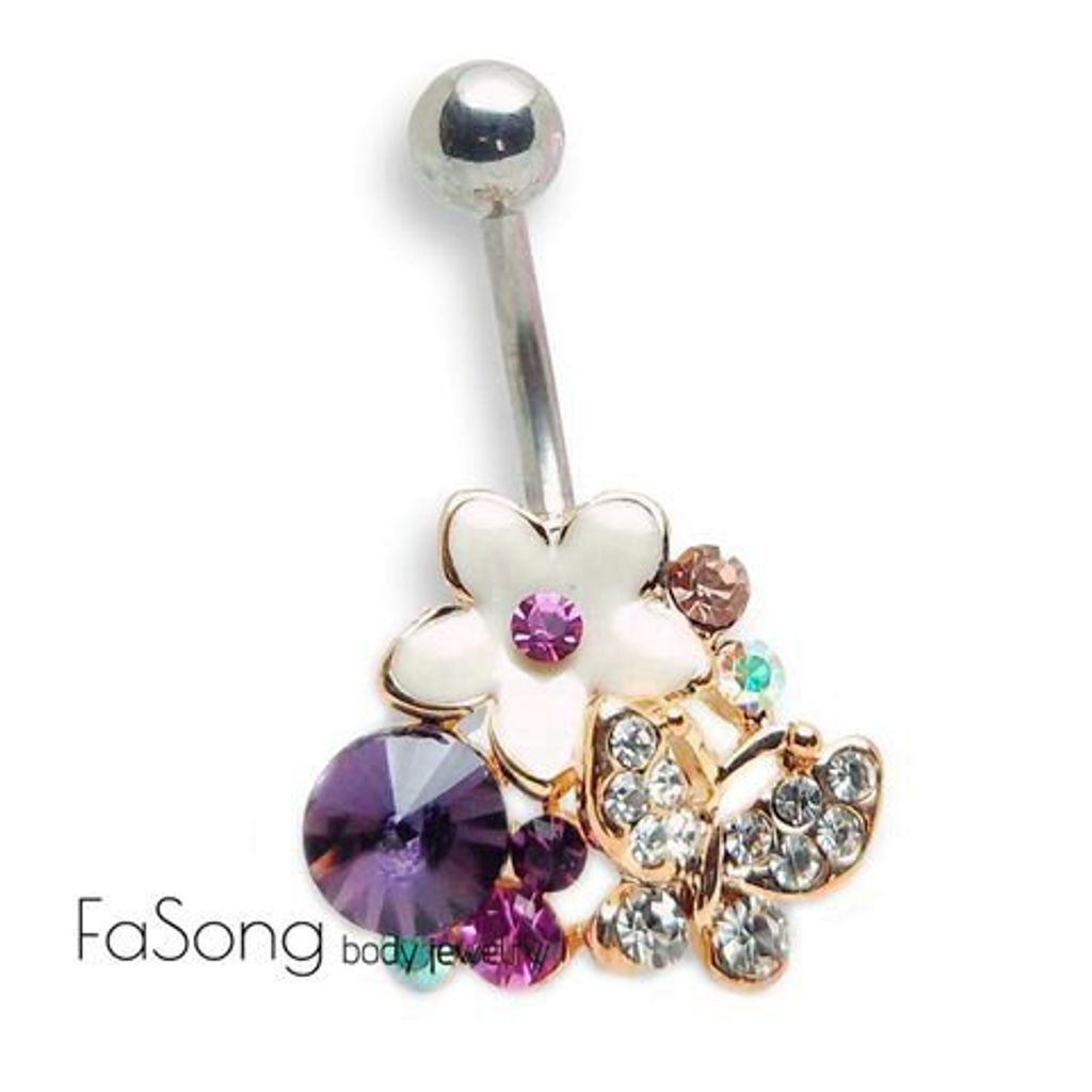 紫鋯舞蝶肚臍環