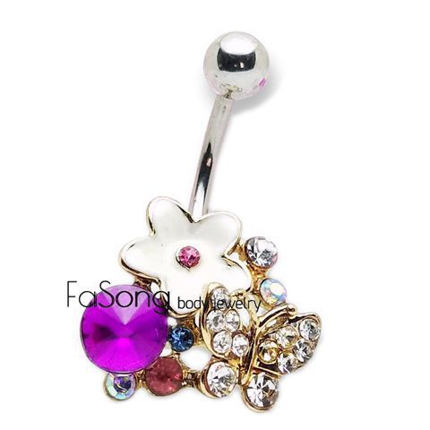 紫鋯舞蝶肚臍環