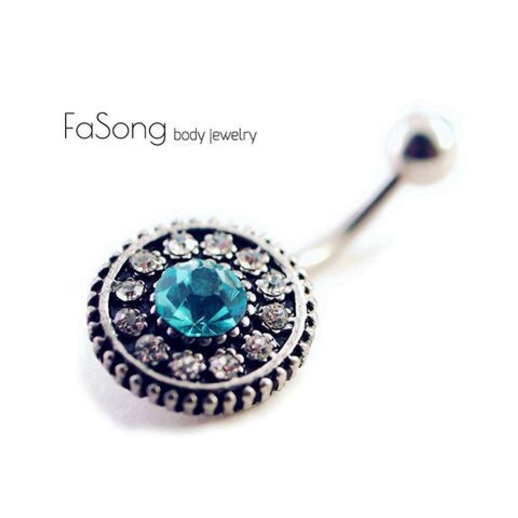 密鑲藍鑽 肚臍環