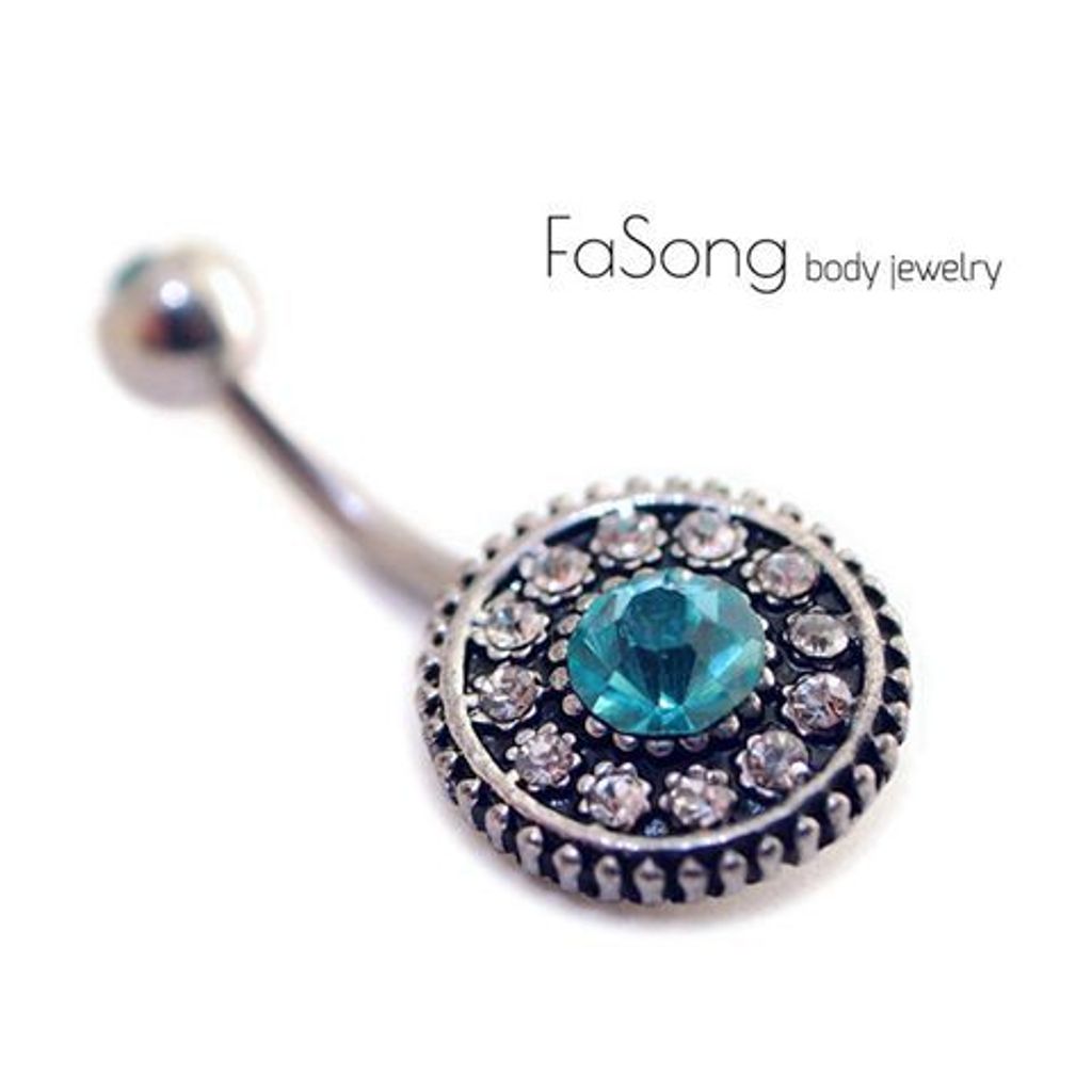 密鑲藍鑽 肚臍環