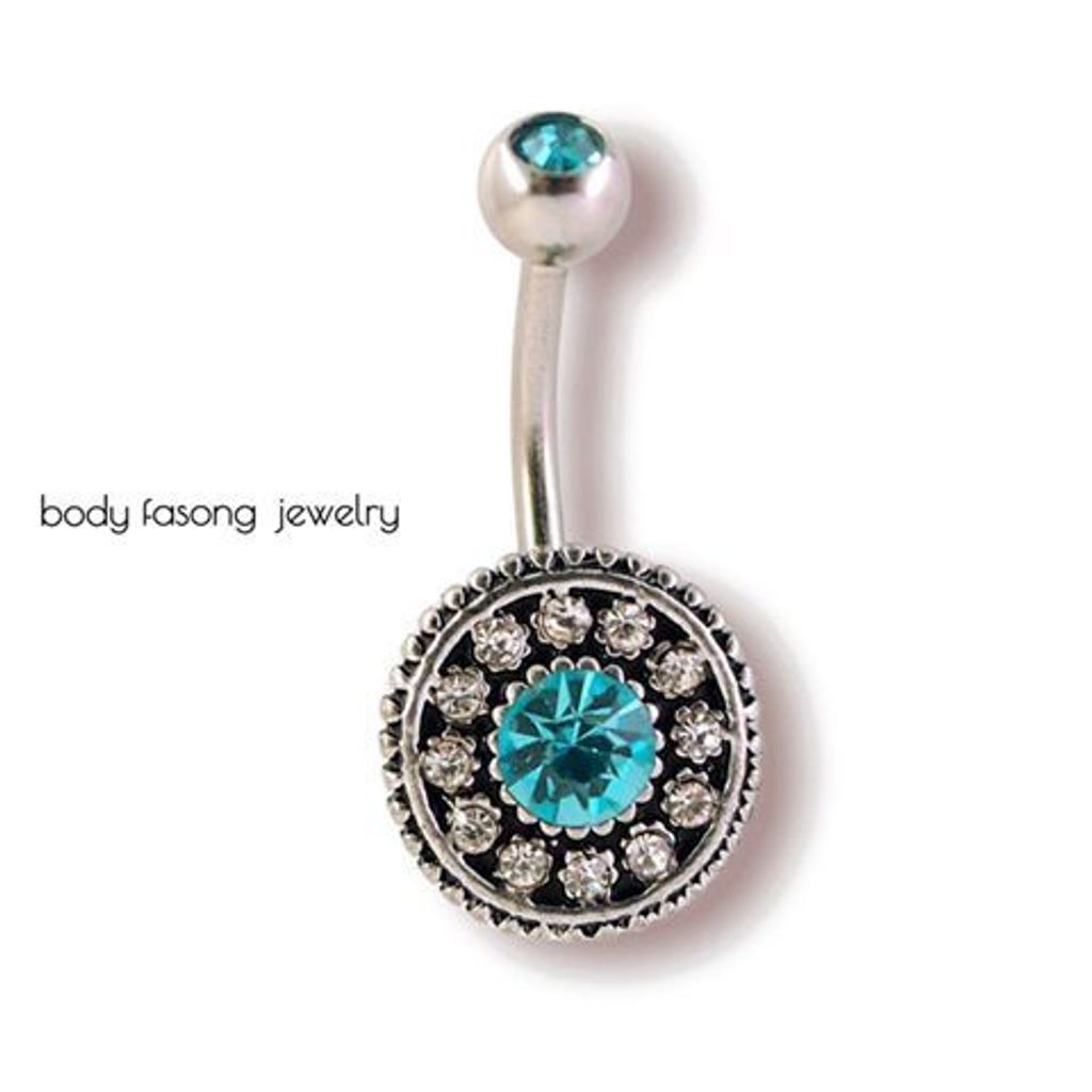 密鑲藍鑽 肚臍環
