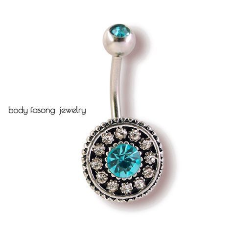 密鑲藍鑽 肚臍環