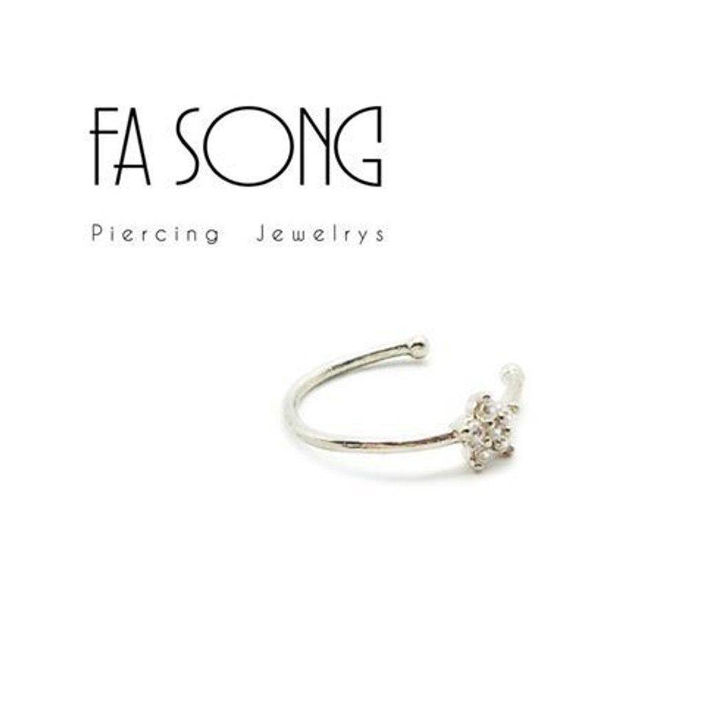 可當側鼻環、夾式唇環、假鼻環的密鑲小花開口環