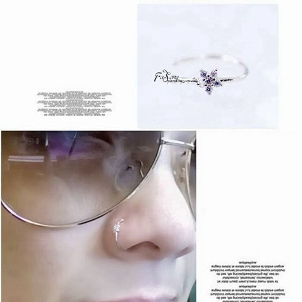 可當側鼻環、夾式唇環、假鼻環的密鑲小花開口環