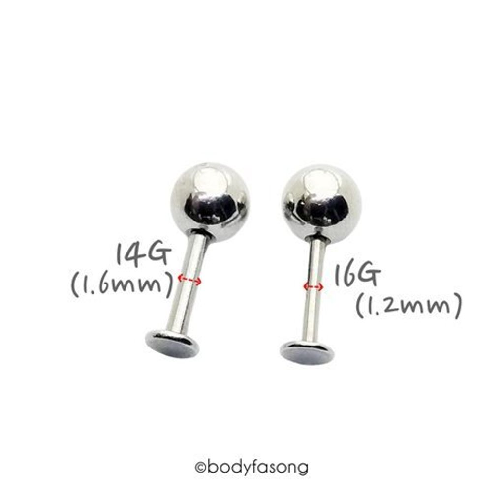 16G與14G鋼珠款Labret比較