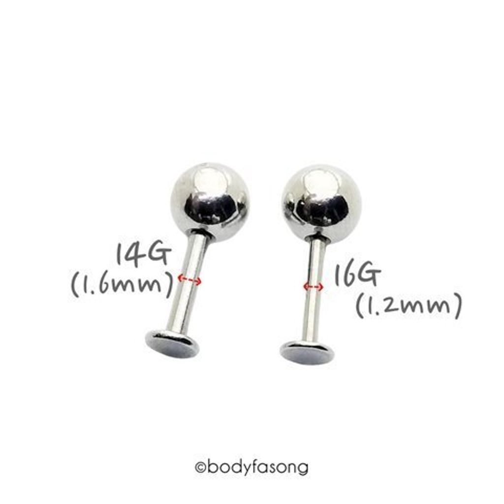 16G與14G鋼珠款Labret比較