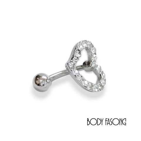 鏤空密鑲桃心 肚臍環