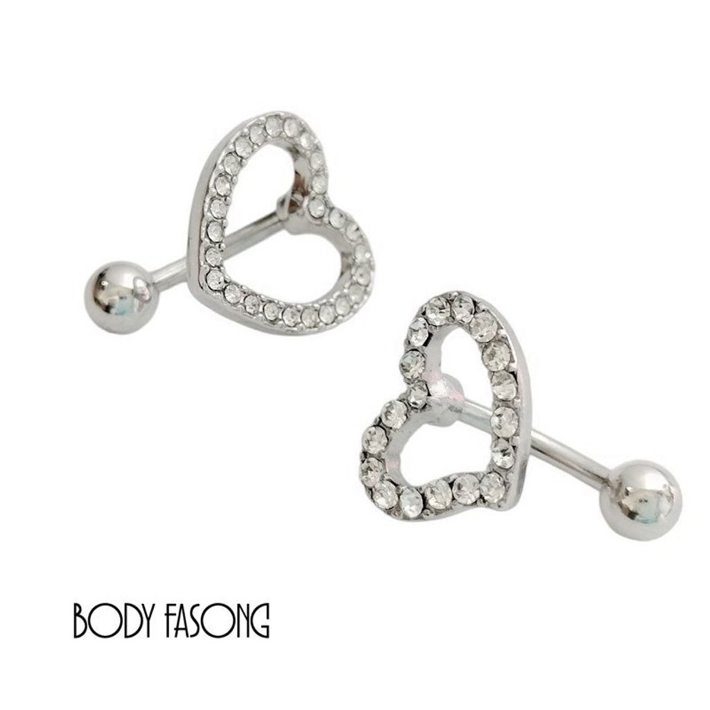 鏤空密鑲愛心 肚臍環 VS. 鏤空密鑲桃心 肚臍環