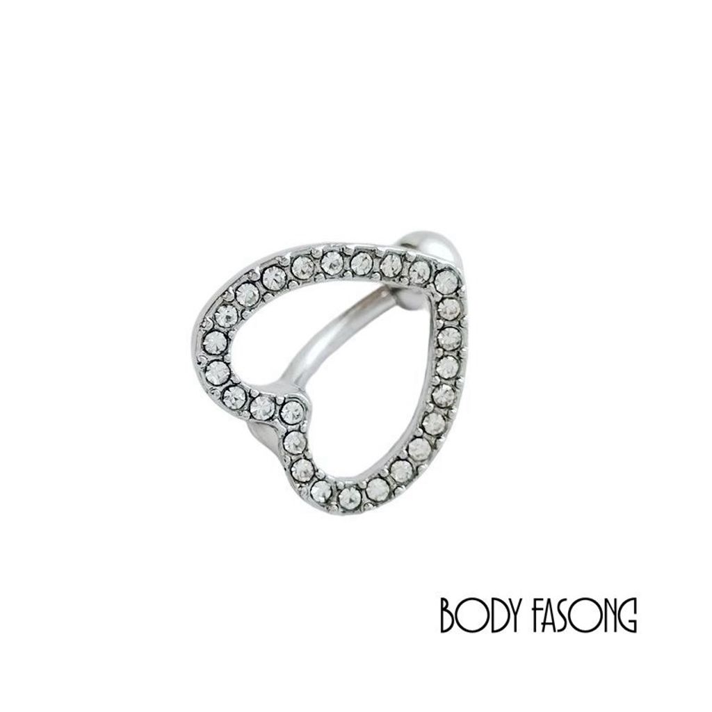 鏤空密鑲愛心 肚臍環