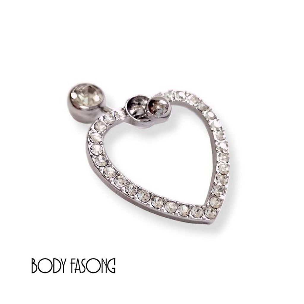 鏤空密鑲旋心 反戴肚臍環