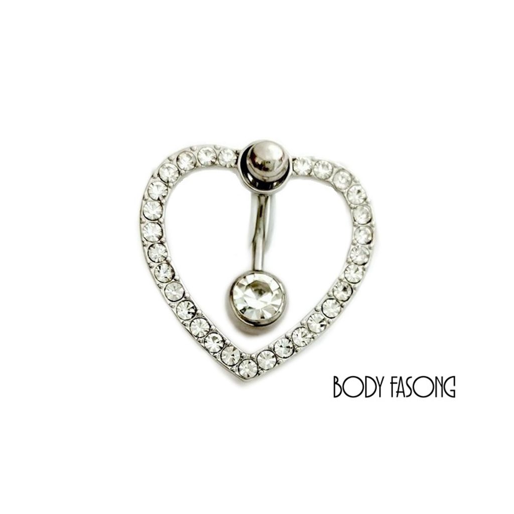 鏤空密鑲旋心 反戴肚臍環