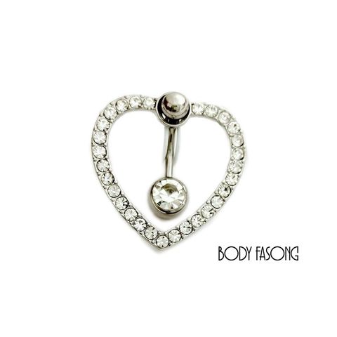 鏤空密鑲旋心 反戴肚臍環