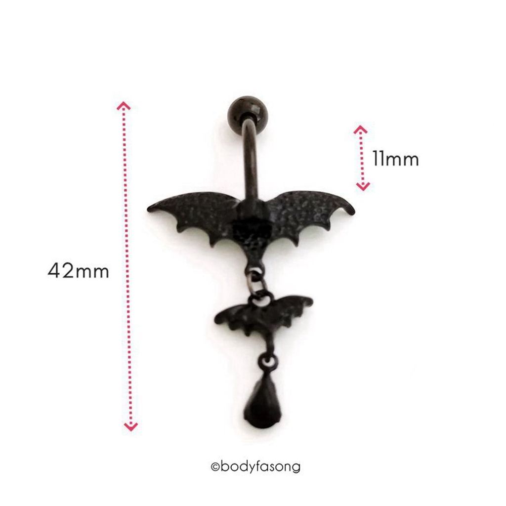 螢光綠蝙蝠 肚臍環 尺寸