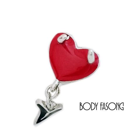 反戴肚臍環-惡魔角紅心