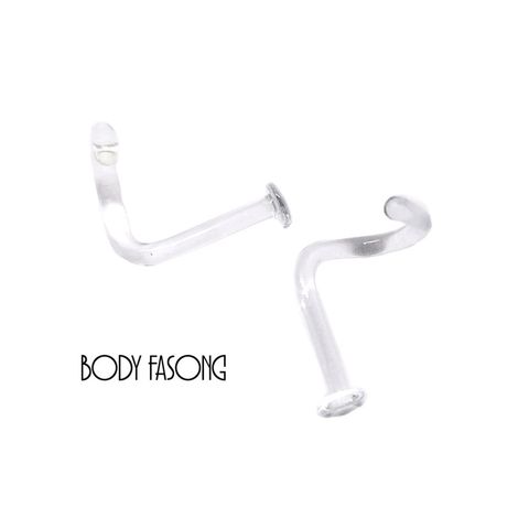 玻璃透明鼻釘18G