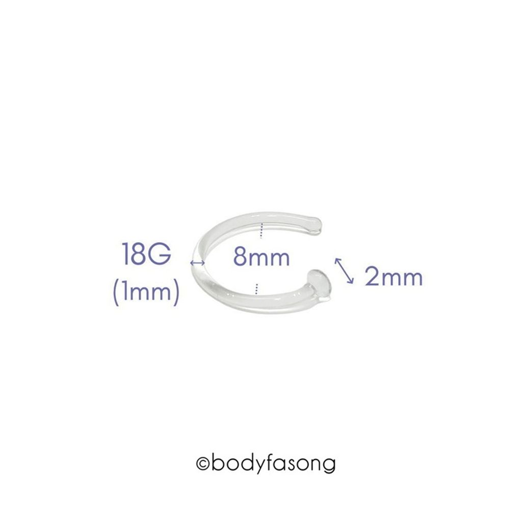 玻璃透明耳環、鼻環18G-尺寸