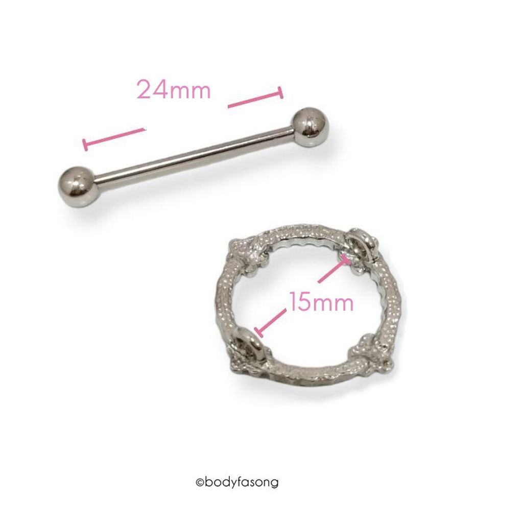 乳頭罩-花飾邊鑲藍鑽 尺寸