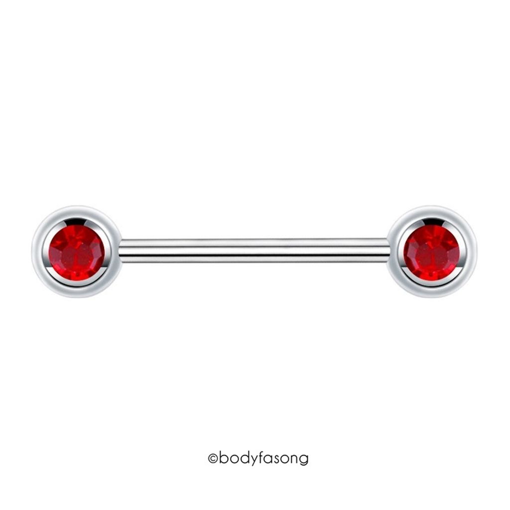 雙鑽乳頭槓鈴-紅色
