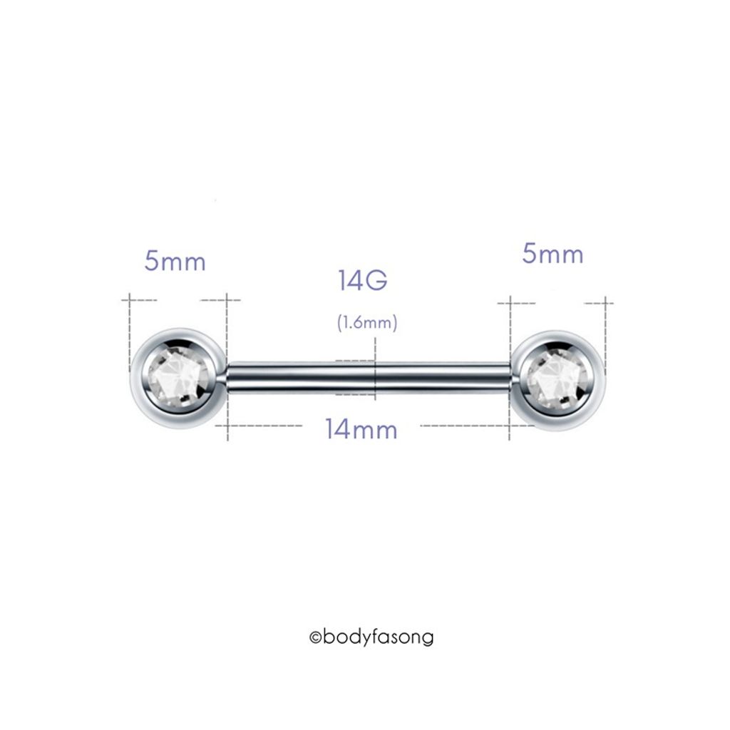 雙鑽乳頭槓鈴 尺寸