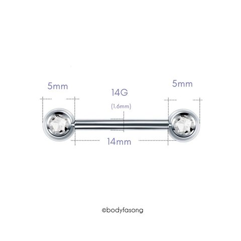 雙鑽乳頭槓鈴 尺寸
