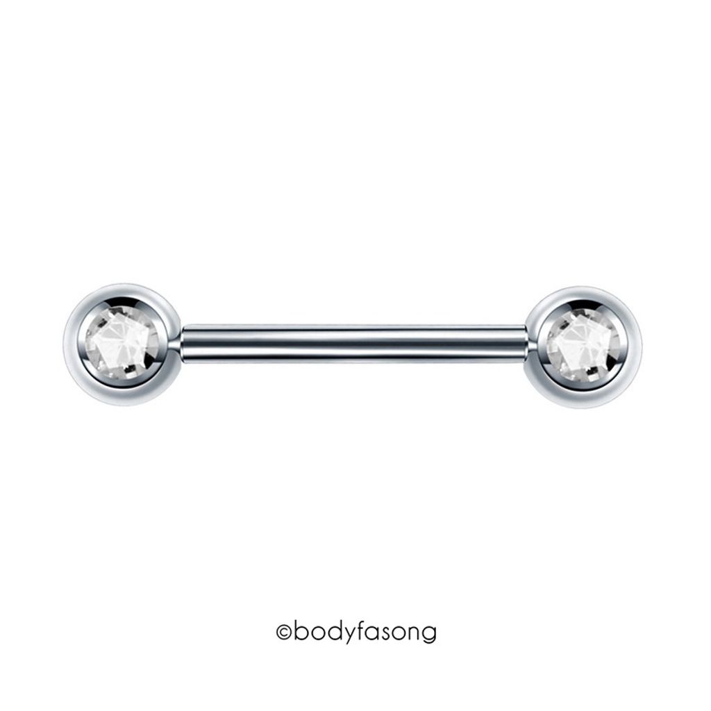 雙鑽乳頭槓鈴-白
