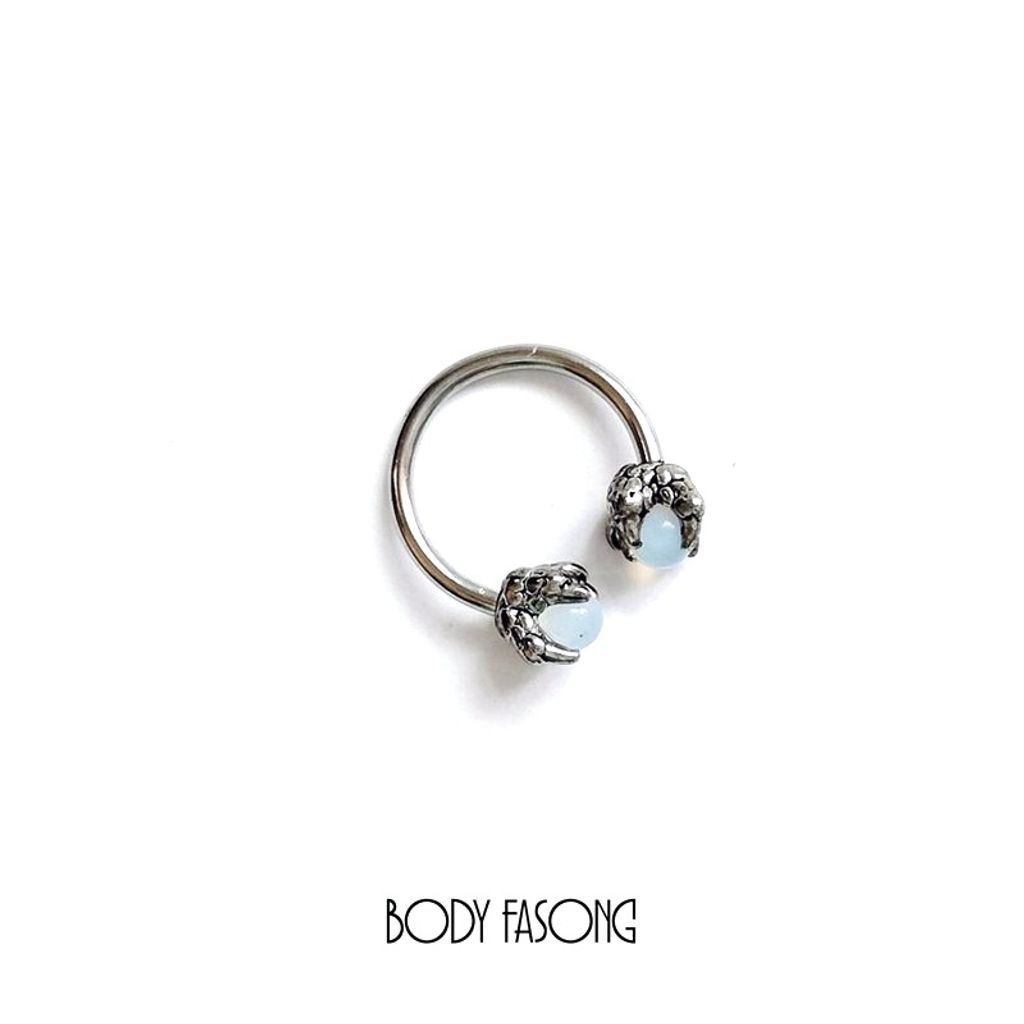 馬蹄槓鈴-爪鑲寶石白色