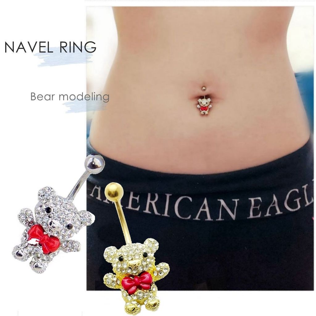 滿鑽小熊 肚臍環