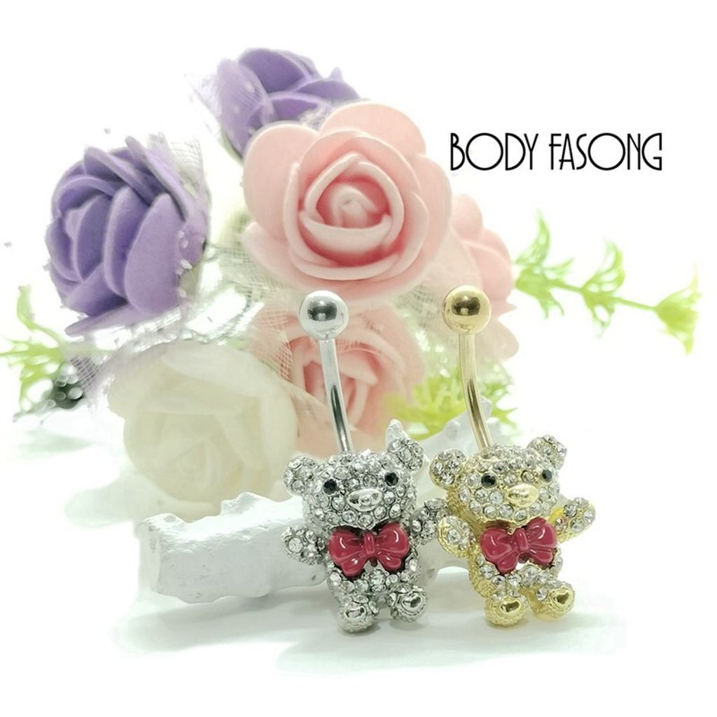 肚臍環-滿鑽小熊