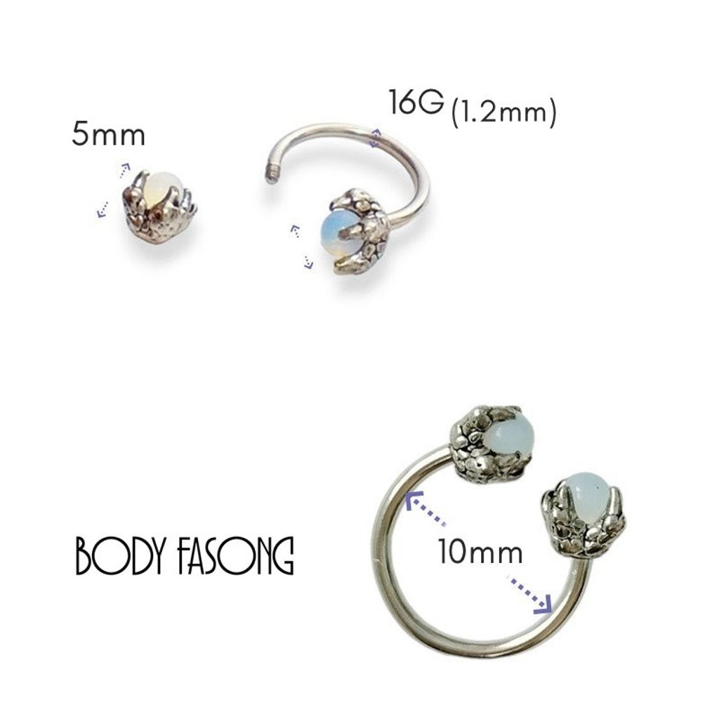 馬蹄槓鈴-爪鑲寶石 尺寸