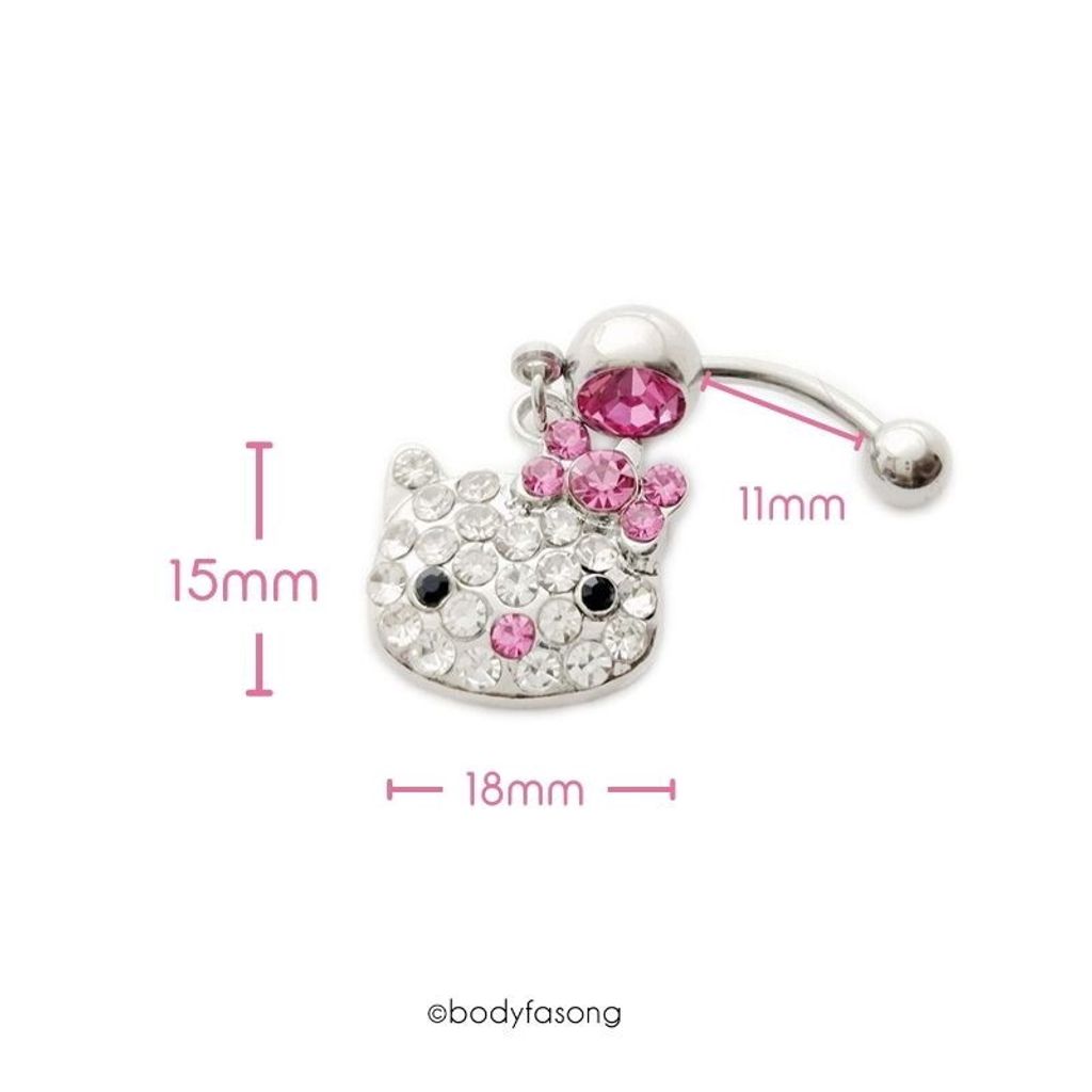 肚臍環-粉紅KITTY 尺寸