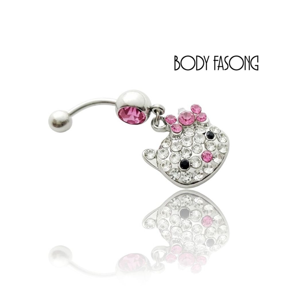 肚臍環-粉紅KITTY