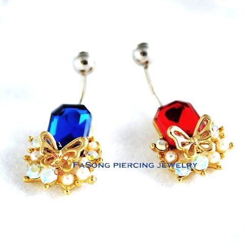 肚臍環 珠凝燦晶蝶