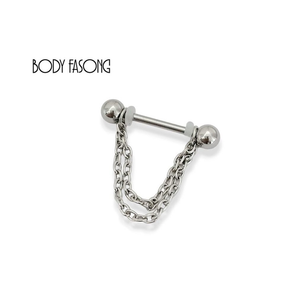 乳環 乳頭槓鈴 雙鏈